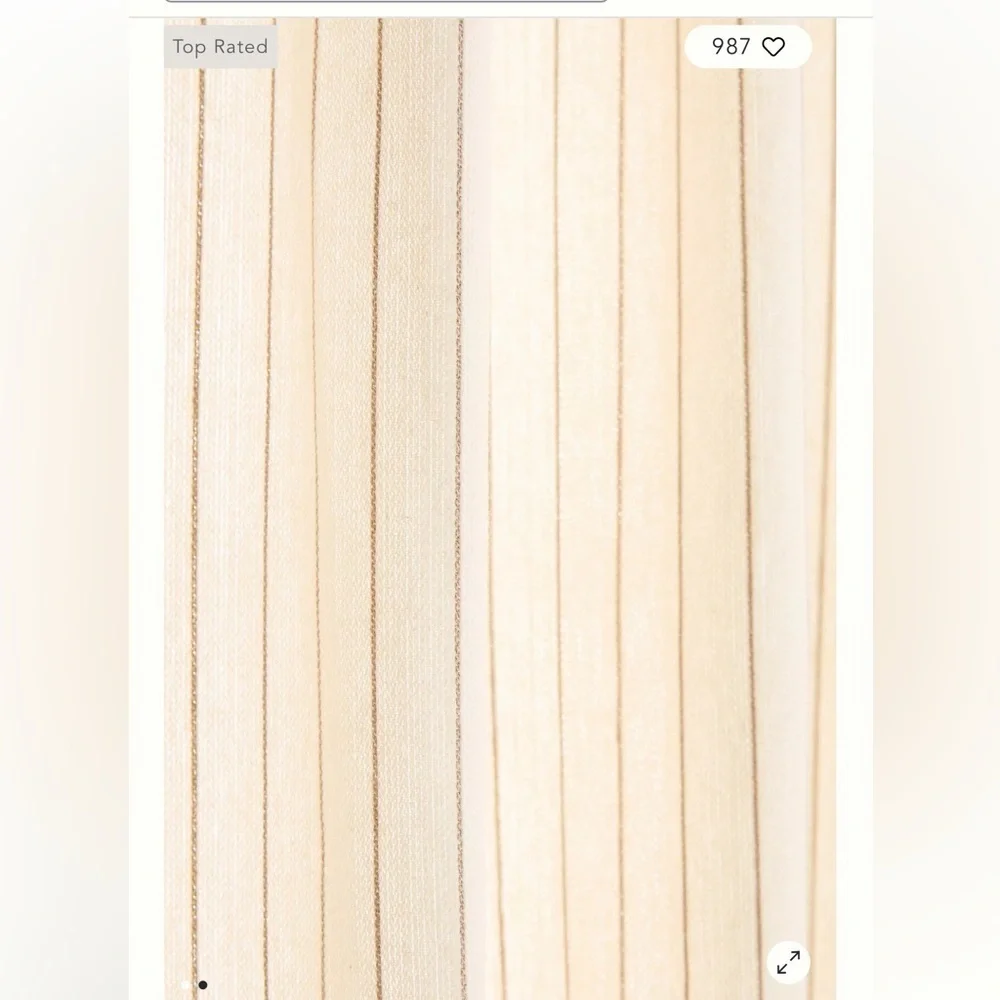 Anthropologie Ticking Stripe Cotton Woven Curtain 1 panel neutral
